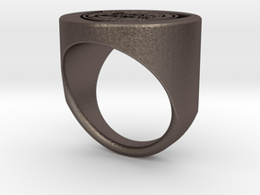 Lancia College Ring inverted V2 in Polished Bronzed Silver Steel