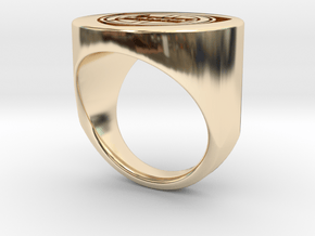 Lancia College Ring inverted V2 in 14K Yellow Gold