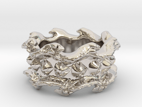 Ocean Wave Ring in Rhodium Plated Brass: 10.5 / 62.75