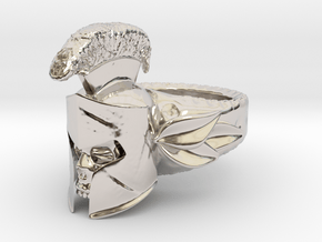 Spartan Helmet Ring in Rhodium Plated Brass: 9 / 59