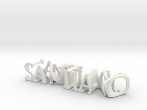 3dWordFlip: SANTIAGO/TAPIA in White Natural Versatile Plastic