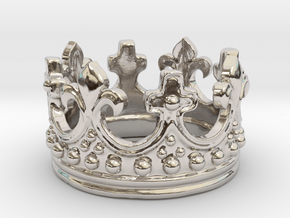 Crown Ring  in Rhodium Plated Brass