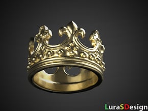 Crown Ring  in Polished Bronzed Silver Steel