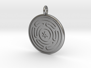 Wheel of Hecate pendant in Natural Silver
