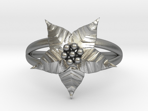 Poinsettia - The Ring of December  in Natural Silver