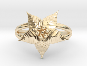 Poinsettia - The Ring of December  in 14k Gold Plated Brass