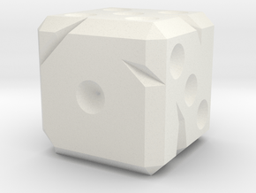 Weathered d6 in White Natural Versatile Plastic