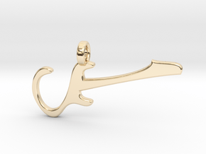 small Guitar pendant in 14K Yellow Gold: Small