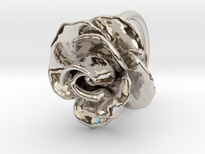 Blossoming Rose Ring in Rhodium Plated Brass: 3.5 / 45.25
