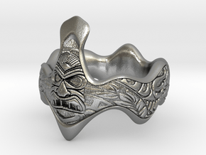 pacific tiki style ring in Natural Silver: 7 / 54