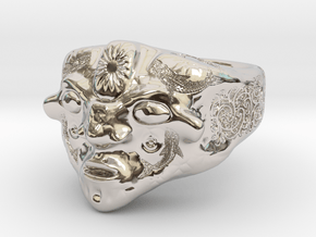 Tribal mask in Rhodium Plated Brass: 8 / 56.75