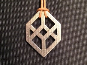Necker/Impossible Cube Pendant in Polished Bronzed Silver Steel