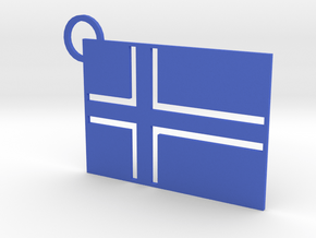 Iceland Flag Keychain in Blue Processed Versatile Plastic