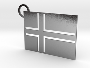 Iceland Flag Keychain in Polished Silver