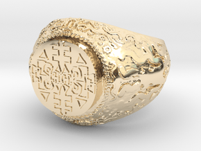 Tribal totem ring in 14k Gold Plated Brass: 6 / 51.5