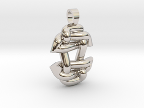 Asiatic style knot [pendant] in Rhodium Plated Brass