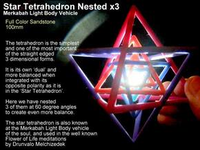 Sacred Geometry: 3 Merkabah StarTetrahedron Nest in Full Color Sandstone