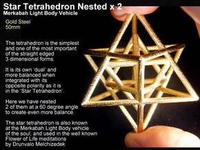 Sacred Geometry: Merkabah2 50mm 2 Nested Star Tetr in Polished Gold Steel