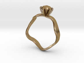 waved engagement ring in Polished Gold Steel: 6 / 51.5