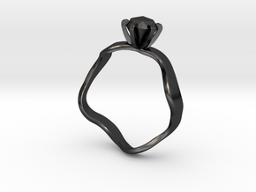 waved engagement ring in Polished and Bronzed Black Steel: 6 / 51.5