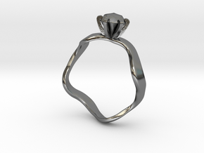 waved engagement ring in Polished Silver: 6 / 51.5