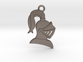 Knight Helmet Pendant/Keychain in Polished Bronzed Silver Steel