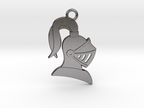 Knight Helmet Pendant/Keychain in Polished Nickel Steel
