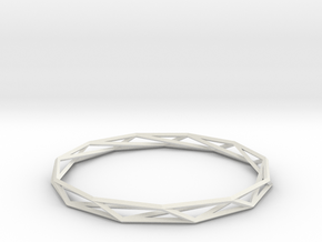 Nonagon-Hendecagon Wireframe Geometoric Ring in White Natural Versatile Plastic
