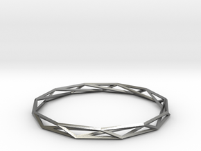 Nonagon-Hendecagon Wireframe Geometoric Ring in Natural Silver