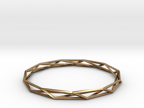 Nonagon-Hendecagon Wireframe Geometoric Ring in Natural Brass