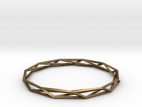 Nonagon-Hendecagon Wireframe Geometoric Ring in Natural Bronze