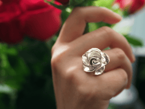 Blossoming Rose Ring in Polished Silver: 3.5 / 45.25