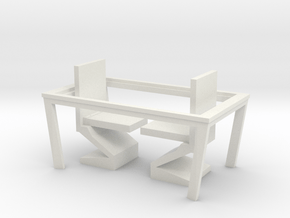 Nether Chair and Table Set in White Natural Versatile Plastic: 1:48 - O