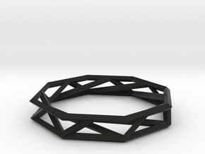 Octagon Wireframe Geometric Ring in Black Premium Versatile Plastic