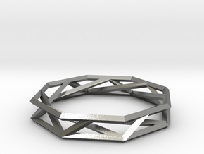 Octagon Wireframe Geometric Ring in Natural Silver