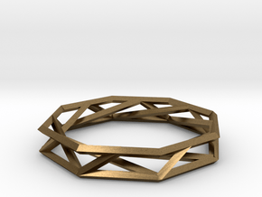 Octagon Wireframe Geometric Ring in Natural Bronze