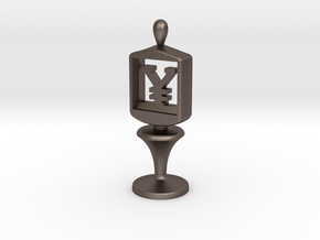 Currency symbol figurine,Yen in Polished Bronzed Silver Steel