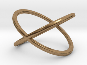 Line Double Circle Ring in Natural Brass: 4 / 46.5