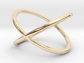 Line Double Circle Ring in 14k Gold Plated Brass: 4 / 46.5