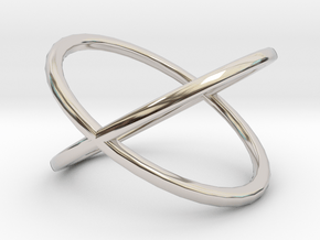 Line Double Circle Ring in Rhodium Plated Brass: 4.5 / 47.75