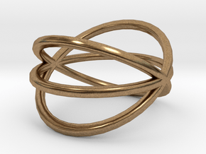 Line Triple Circle Ring in Natural Brass: 4 / 46.5