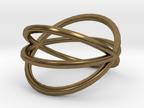 Line Triple Circle Ring in Natural Bronze: 4 / 46.5