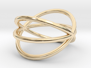 Line Triple Circle Ring in 14k Gold Plated Brass: 4 / 46.5