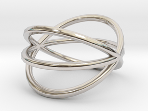 Line Triple Circle Ring in Rhodium Plated Brass: 4.5 / 47.75