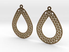 Modern Wagon Wheel Teardrop Earrings in Natural Bronze