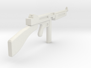 1/18 Thompson machine gun miniature in White Natural Versatile Plastic