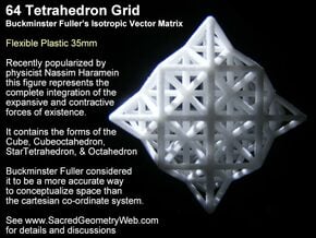 Sacred Geometry: 64 Grid Tetrahedron 35x1mm in White Natural Versatile Plastic