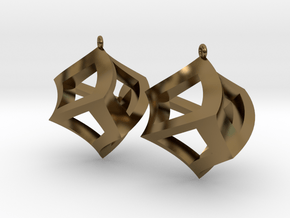 Twisted Cube Earrings in Polished Bronze