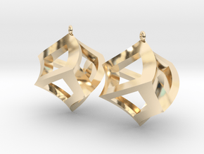 Twisted Cube Earrings in 14k Gold Plated Brass