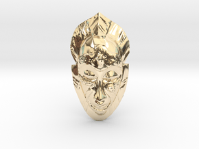 African Mask - Room Decoration in 14K Yellow Gold: Small